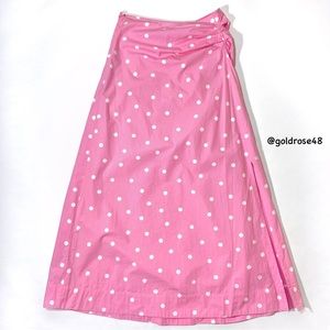 Ganni pink and white Polka Dot Print Organic Cotton midi skirt